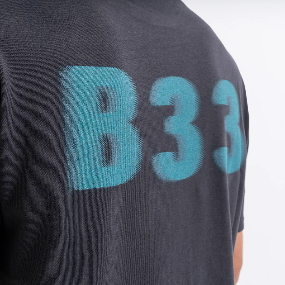 Hallberg T-Shirt - Charcoal/Turquoise - Image 4