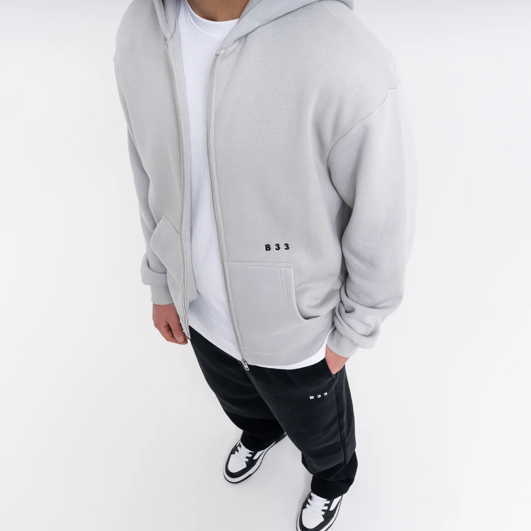 Initial Zip Hoodie - Light Grey - Image 4
